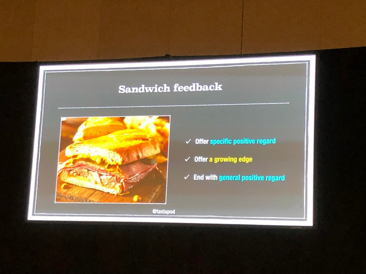 Sandwich feedback technique by Dan North at Atlassian Summit 2018