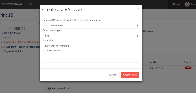 Create Jira issues directly from Hiptest