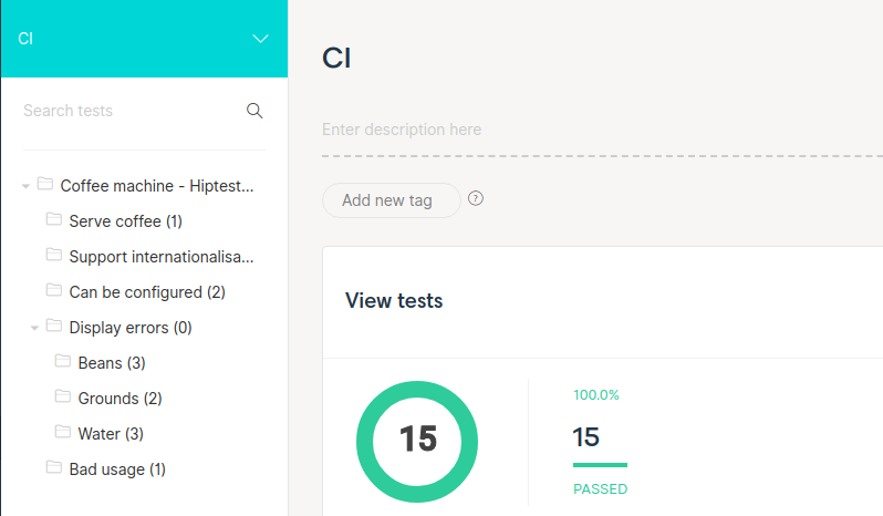 Tests updated in Hiptest
